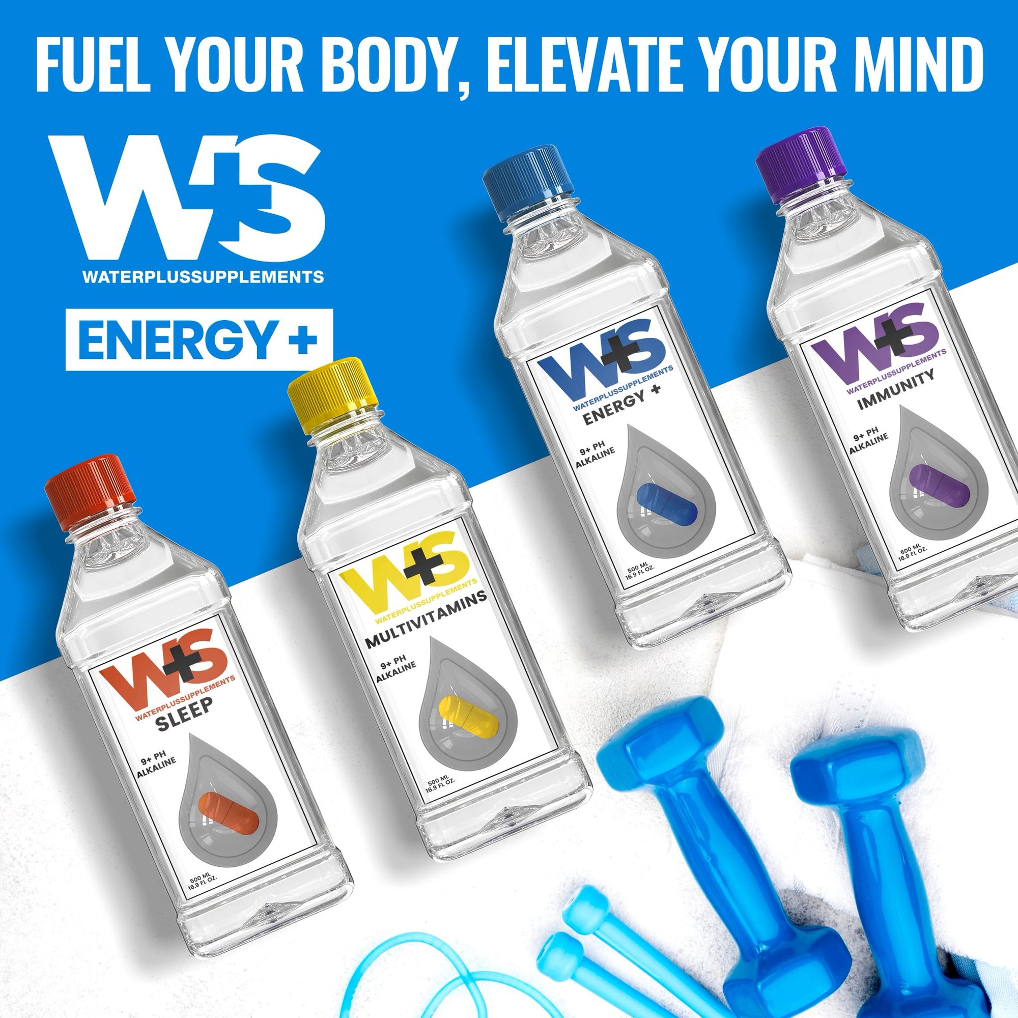 Water Plus Supplements – Complete Variety Trial Box (20 Bottles) (5 Energy • 5 Immunity • 5 Multivitamin • 5 Sleep)